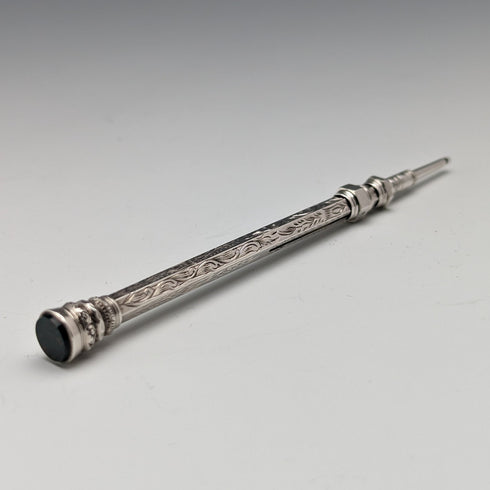 British Antique Mechanical Pencil Bloodstone Decoration Telescoping 84-108mm